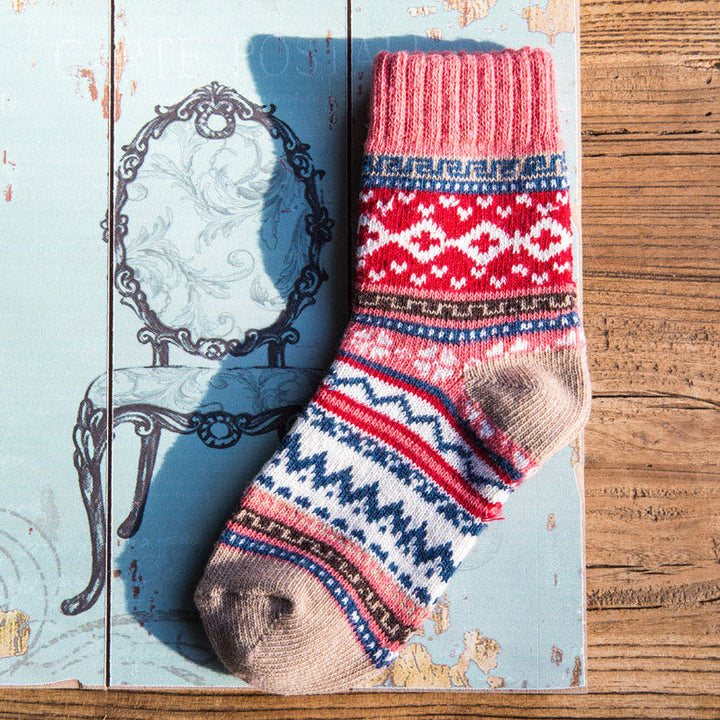 FREE Today: 5 Pairs Socks for Women Winter Thick Warm Wool Socks Cozy Crew Christmas Gift - Pink - 5 Pairs - image 7