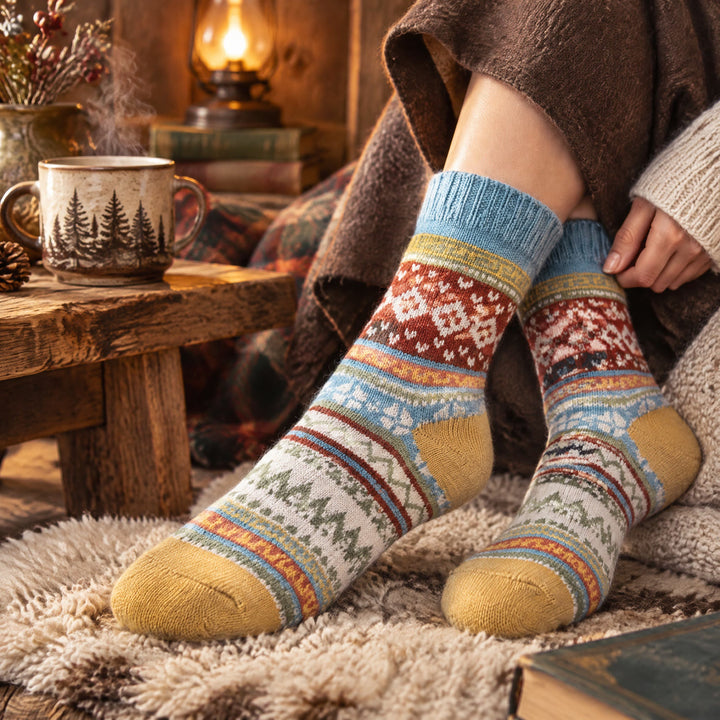 FREE Today: 5 Pairs Socks for Women Winter Thick Warm Wool Socks Cozy Crew Christmas Gift - image 2