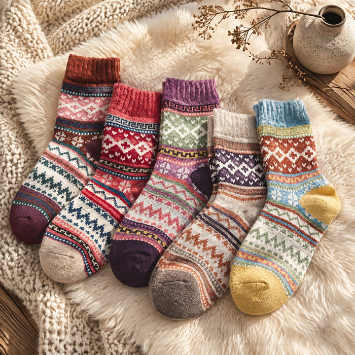 FREE Today: 5 Pairs Socks for Women Winter Thick Warm Wool Socks Cozy Crew Christmas Gift - image 13