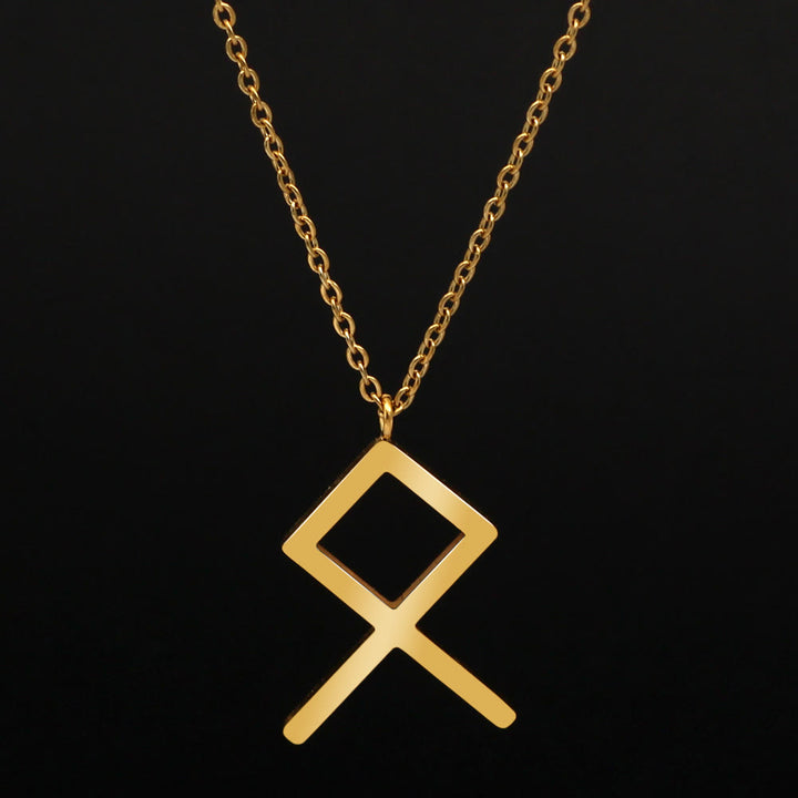 FREE Today: Viking Runes Letters Pendant Charm Personalized Necklace Norse Mythology Viking Gift - ᛟ - U - Golden - image 39