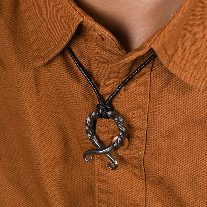 FREE Today: Norse Odal Othala Rune Pendant Twisted Iron Necklace Leather Cord Jewelry Gift - image 1