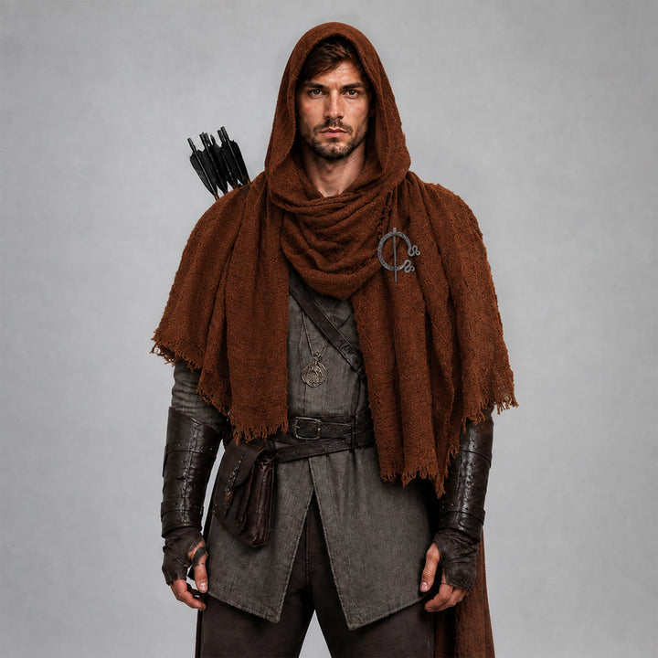 FREE Today: Post Apocalyptic Shawl Scarf Shaman Cowl Medieval Costume Viking Brooch Hooded Cowl Scarf - image 9