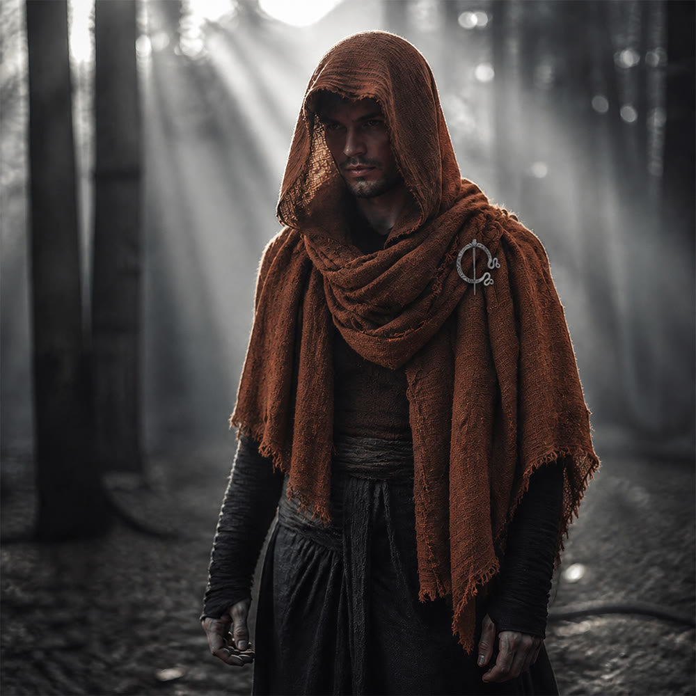 FREE Today: Post Apocalyptic Shawl Scarf Shaman Cowl Medieval Costume Viking Brooch Hooded Cowl Scarf - image 10