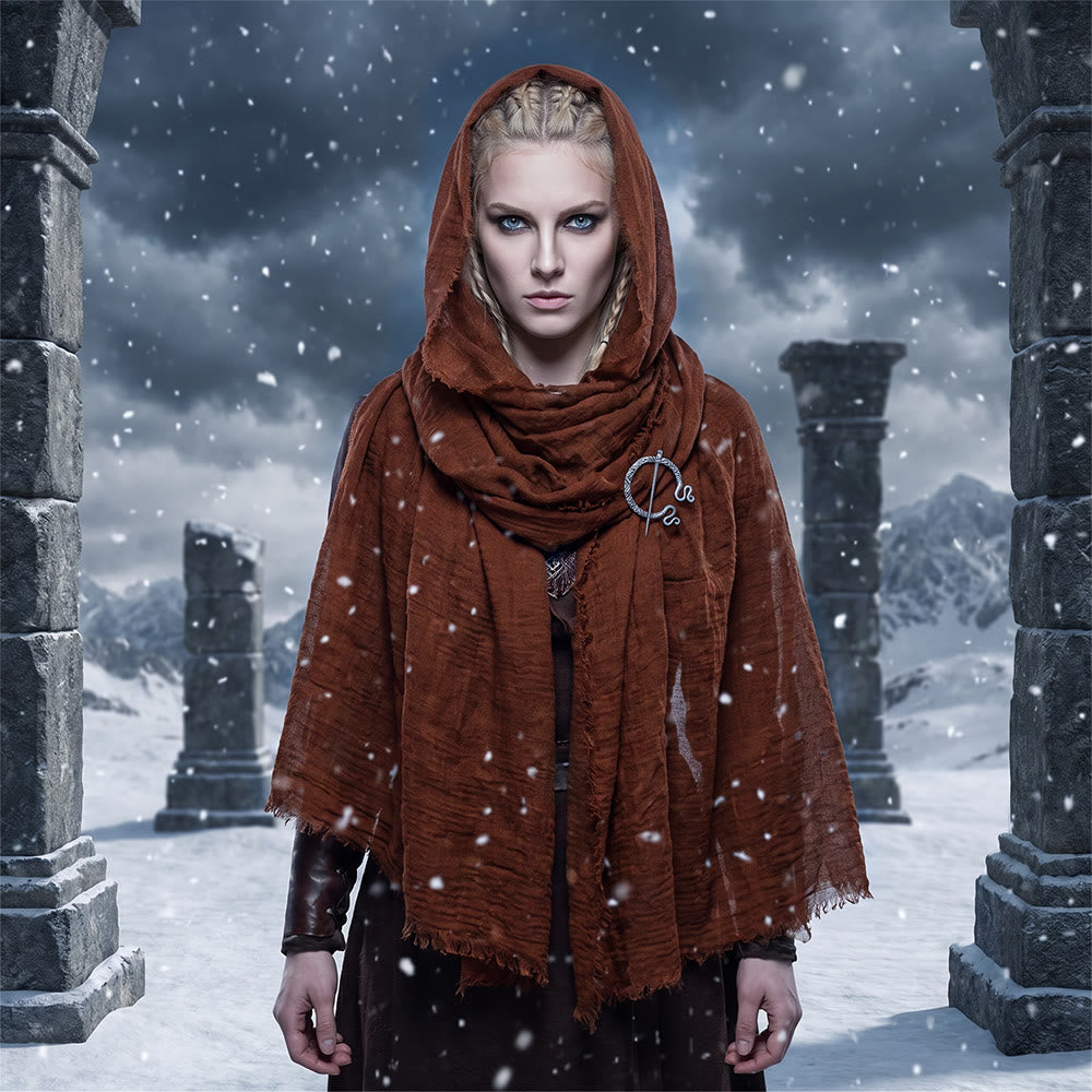 FREE Today: Post Apocalyptic Shawl Scarf Shaman Cowl Medieval Costume Viking Brooch Hooded Cowl Scarf - image 14
