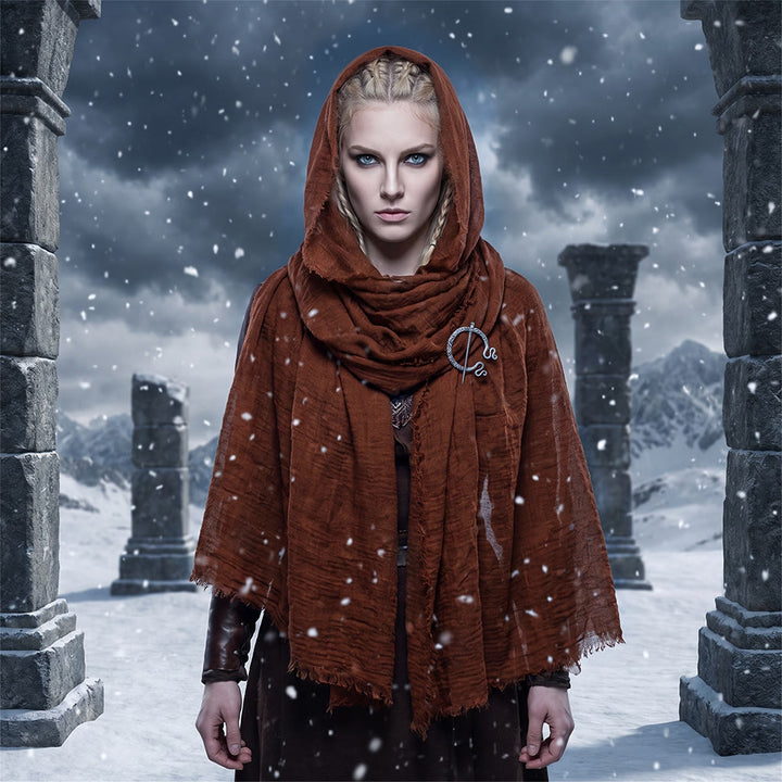 FREE Today: Post Apocalyptic Shawl Scarf Shaman Cowl Medieval Costume Viking Brooch Hooded Cowl Scarf - image 14
