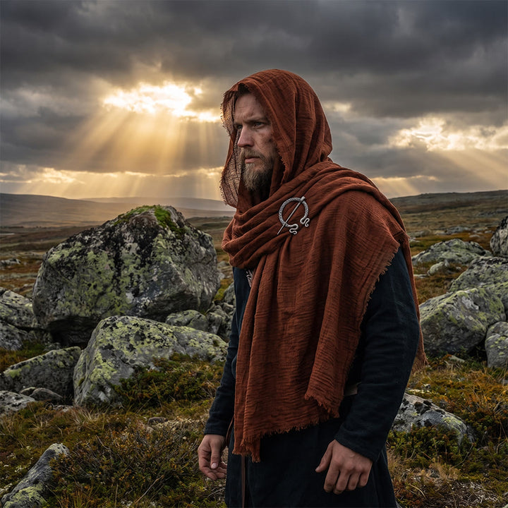 FREE Today: Post Apocalyptic Shawl Scarf Shaman Cowl Medieval Costume Viking Brooch Hooded Cowl Scarf - image 15