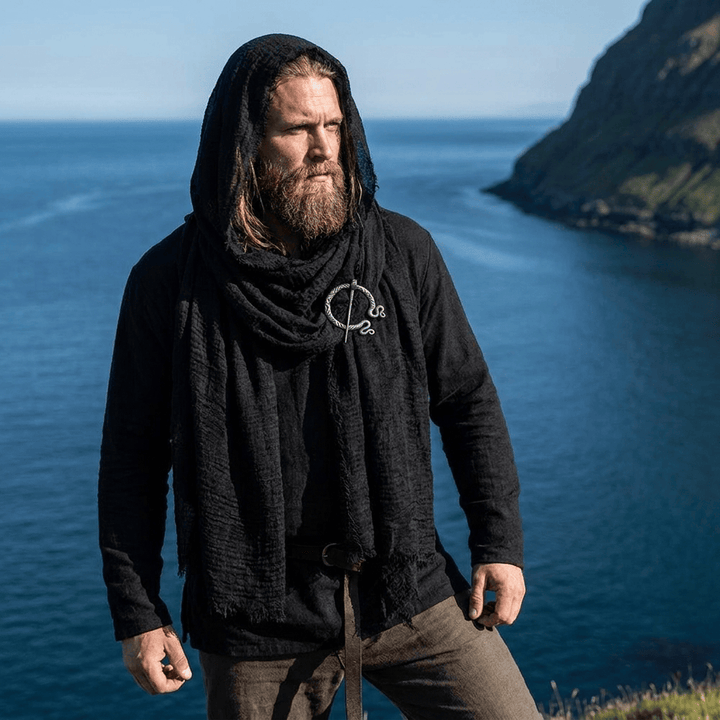 FREE Today: Post Apocalyptic Shawl Scarf Shaman Cowl Medieval Costume Viking Brooch Hooded Cowl Scarf - image 0