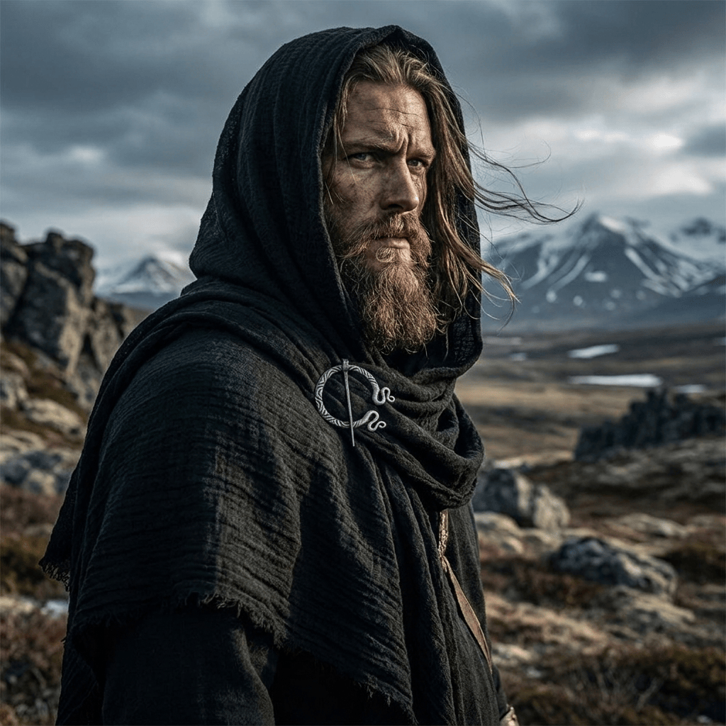 FREE Today: Post Apocalyptic Shawl Scarf Shaman Cowl Medieval Costume Viking Brooch Hooded Cowl Scarf - image 2