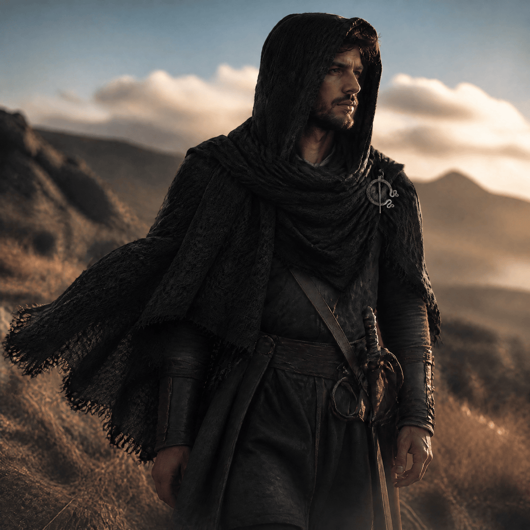 FREE Today: Post Apocalyptic Shawl Scarf Shaman Cowl Medieval Costume Viking Brooch Hooded Cowl Scarf - image 6