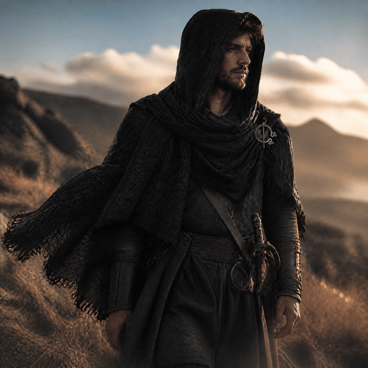 FREE Today: Post Apocalyptic Shawl Scarf Shaman Cowl Medieval Costume Viking Brooch Hooded Cowl Scarf - image 6