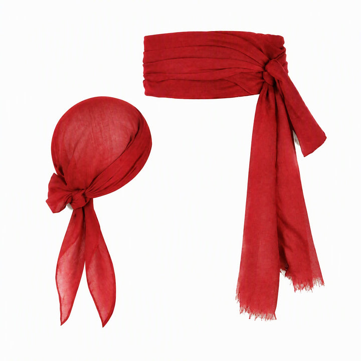 FREE Today: Pirate Bandana Belt for Women Men - Halloween Renaissance Costume Accessories Pirate Head Scarf Sash for Cosplay Party - Red - image 6