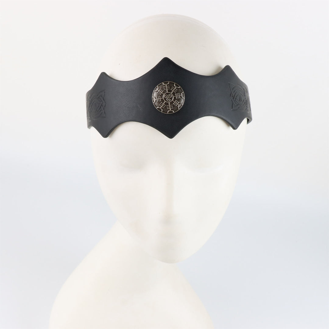 FREE Today: Medieval Embossed Faux Leather Headpiece Viking Retro Renaissance Adjustable Cosplay Headband - Wavy Pattern - Black - image 7