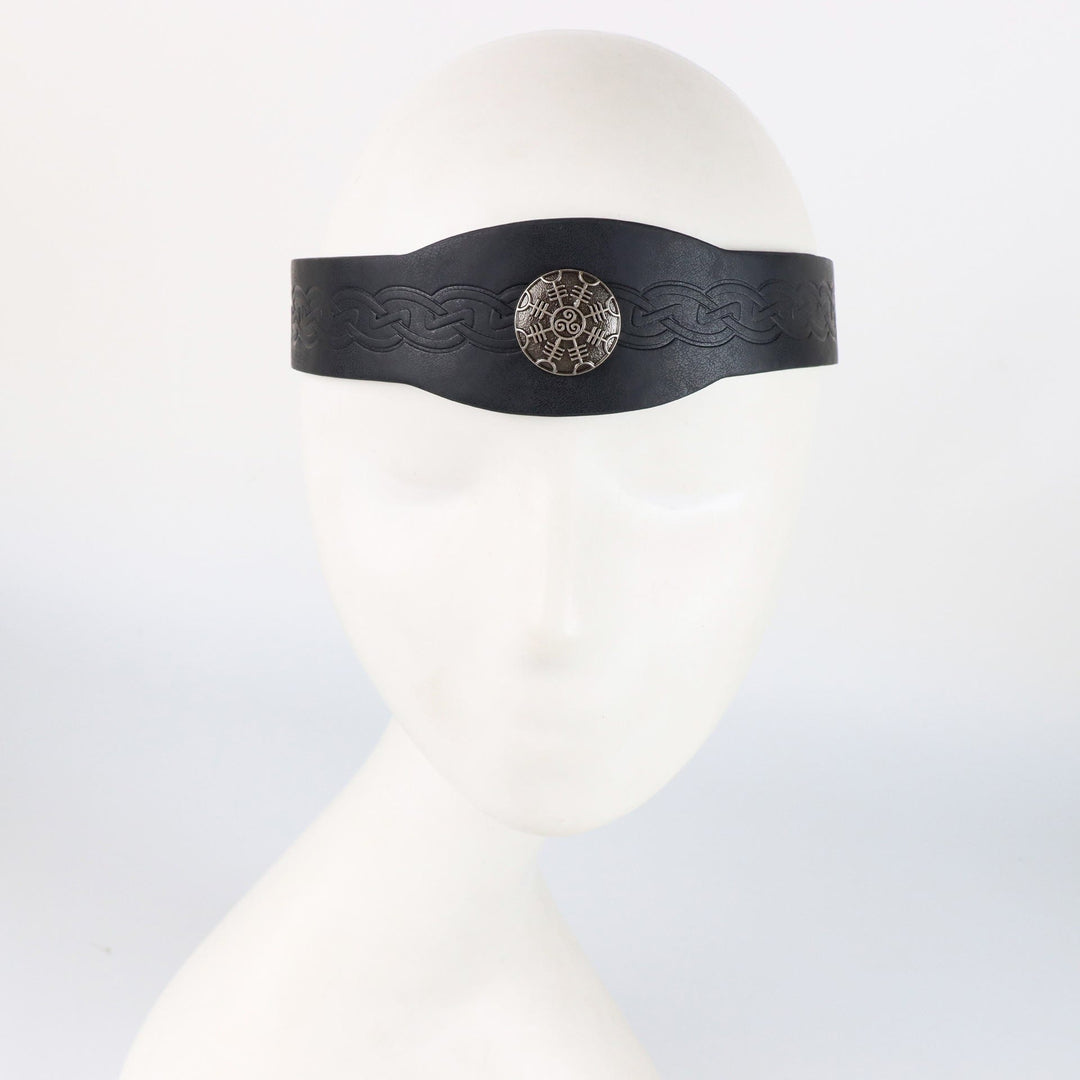FREE Today: Medieval Embossed Faux Leather Headpiece Viking Retro Renaissance Adjustable Cosplay Headband - Circular Pattern - Black - image 17