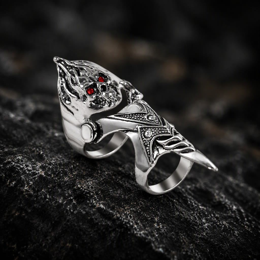 FREE Today: Gothic Articulated Dragon Armor Ring Antique Silver Color Full Finger Joint Ring Cosplay Gift - E - image 8