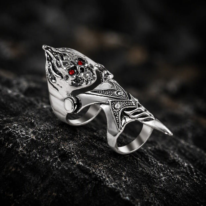 FREE Today: Gothic Articulated Dragon Armor Ring Antique Silver Color Full Finger Joint Ring Cosplay Gift - E - image 8