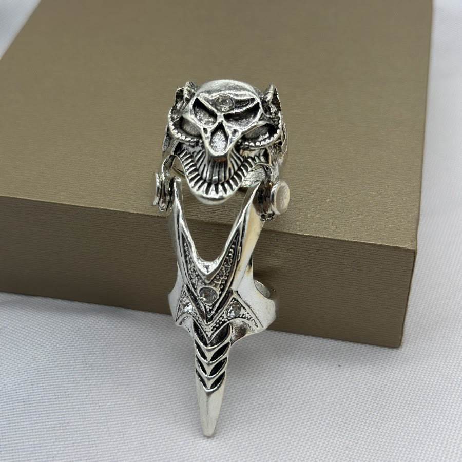 FREE Today: Gothic Articulated Dragon Armor Ring Antique Silver Color Full Finger Joint Ring Cosplay Gift - F - image 9