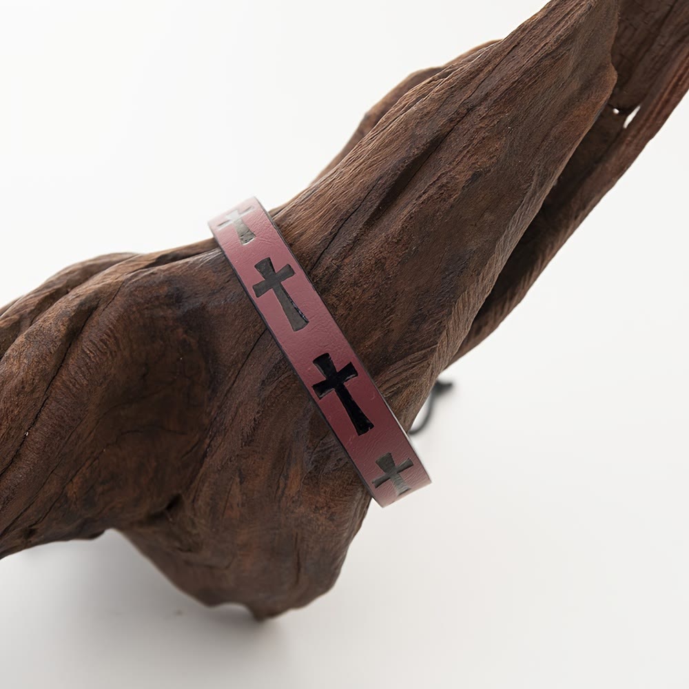 FREE Today: Retro Leather Cross Bracelet Punk Rock Adjustable Bangle  - image 8