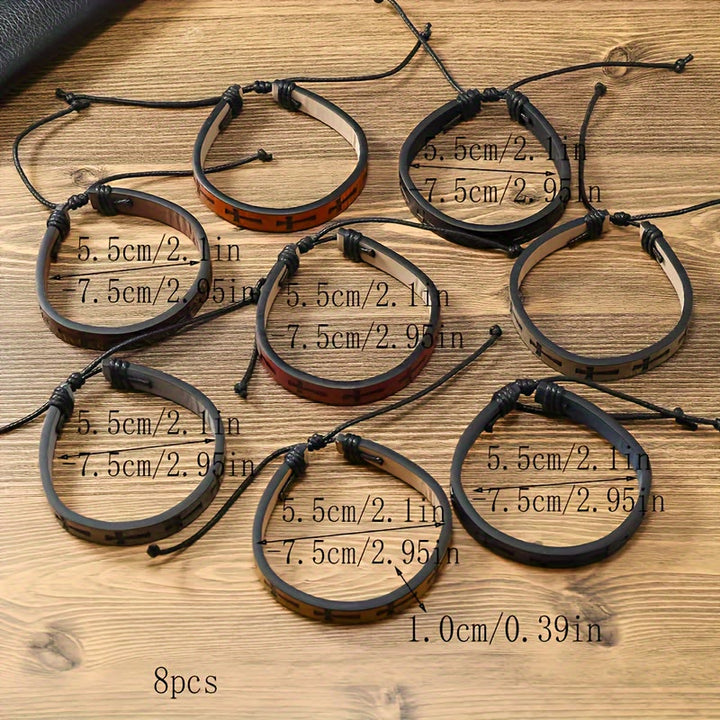 FREE Today: Retro Leather Cross Bracelet Punk Rock Adjustable Bangle  - image 9