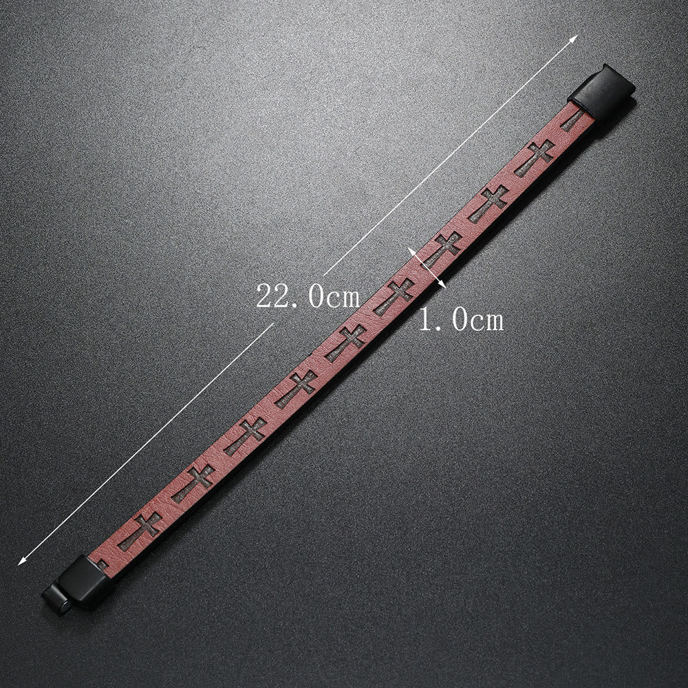 FREE Today: Retro Leather Cross Bracelet Punk Rock Adjustable Bangle  - image 11