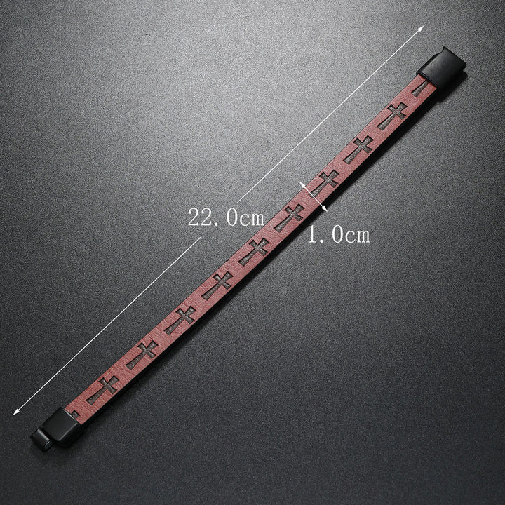FREE Today: Retro Leather Cross Bracelet Punk Rock Adjustable Bangle  - image 11