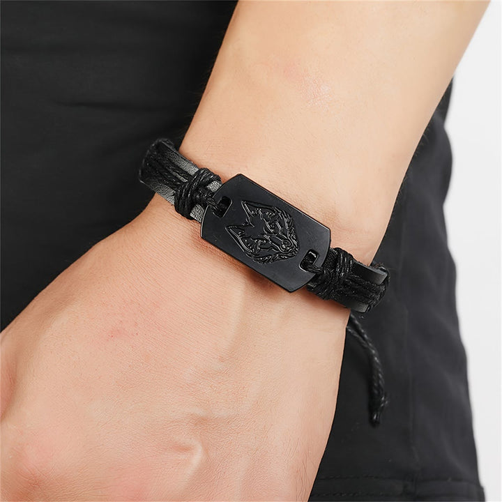 FREE Today: Vintage Goth Metal Wolf Head Braided Leather Men Bracelet Wristband - image 6