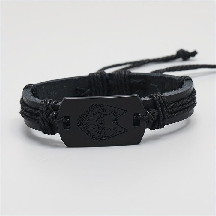 FREE Today: Vintage Goth Metal Wolf Head Braided Leather Men Bracelet Wristband - image 7