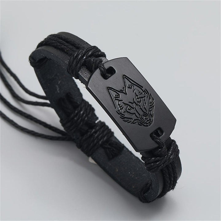 FREE Today: Vintage Goth Metal Wolf Head Braided Leather Men Bracelet Wristband - Black #2 - image 5