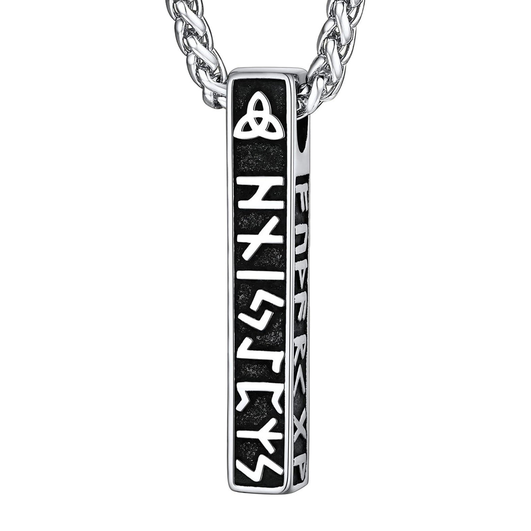 FREE Today: Vintage Celtic Knot Bar Pendant Men's Stainless Steel Viking Rune Necklace - Silver Color - image 0