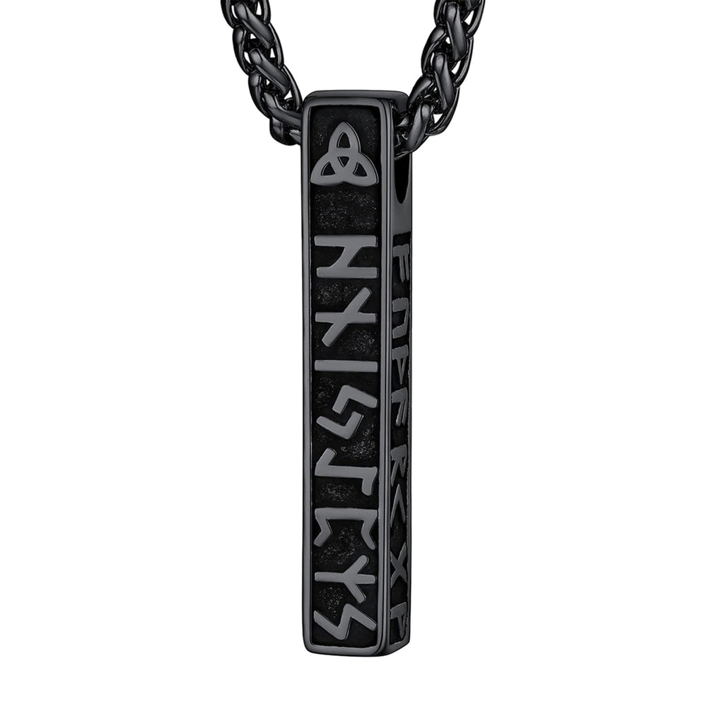 FREE Today: Vintage Celtic Knot Bar Pendant Men's Stainless Steel Viking Rune Necklace - Black Color - image 1