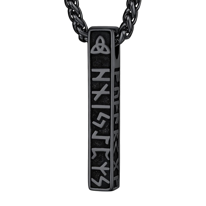 FREE Today: Vintage Celtic Knot Bar Pendant Men's Stainless Steel Viking Rune Necklace - Black Color - image 1