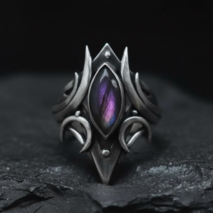 FREE Today: Gothic Triple Moon Goddess with Purple Labradorite Witchy Ring - image 1