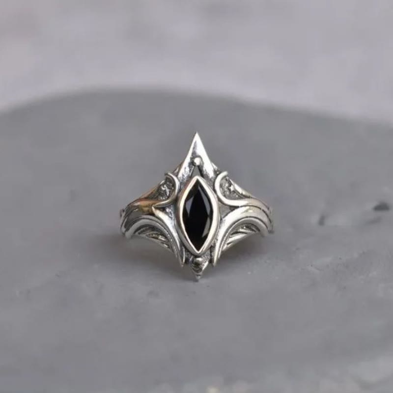 FREE Today: Gothic Triple Moon Goddess with Purple Labradorite Witchy Ring - Simulated Obsidian - Adjustable - image 8