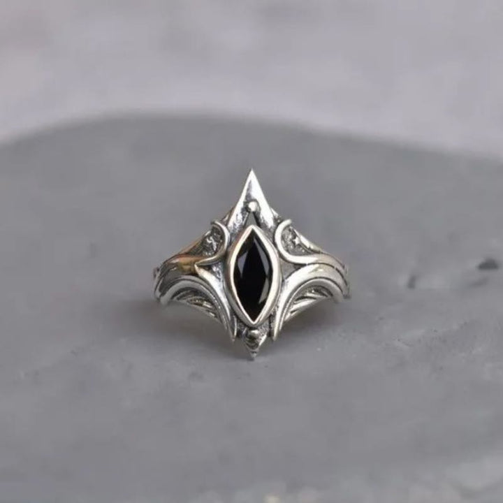 FREE Today: Gothic Triple Moon Goddess with Purple Labradorite Witchy Ring - Simulated Obsidian - Adjustable - image 8