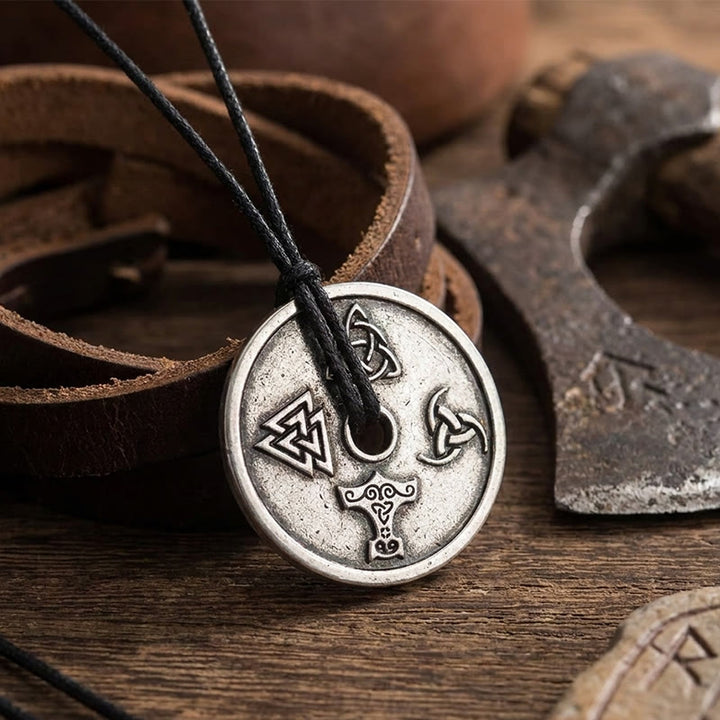 FREE Today: Nordic Valknut Odin Viking Vegvisir Compass Coin Pendant Alloy Amulet Necklace - image 2
