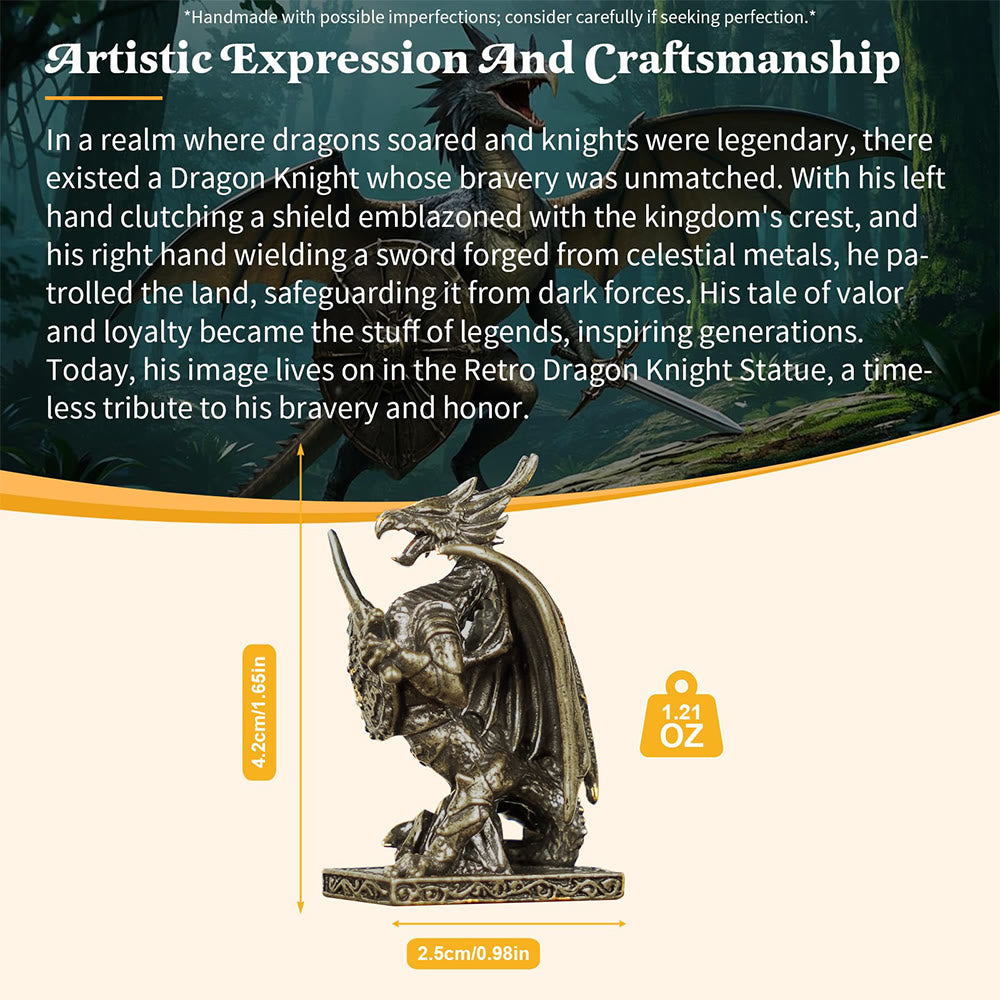FREE Today: Handcrafted Retro Solid Mini Brass Dragon Knight Statue Armored Warrior with Sword Shield Figurine Decor - image 10