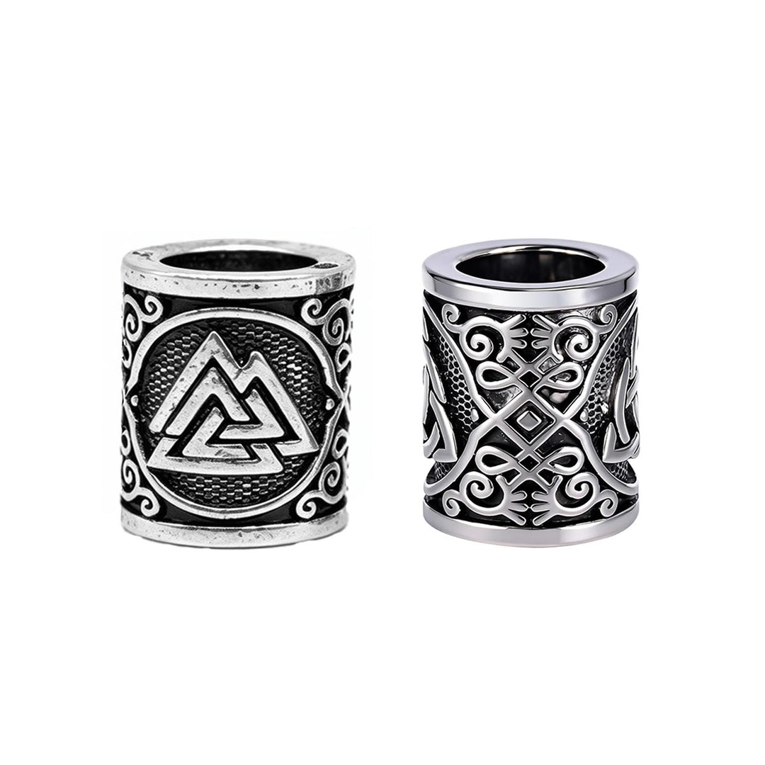 FREE Today: Norse Viking Rune Beads 5 Pcs Hair Beard Pendants Antique Hair Decoration - Valknut - Silver Color - image 0