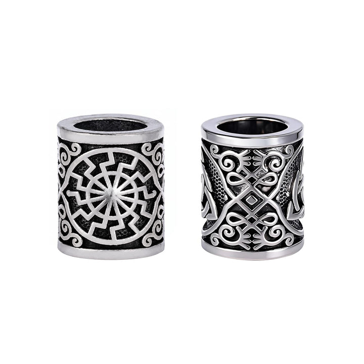 FREE Today: Norse Viking Rune Beads 5 Pcs Hair Beard Pendants Antique Hair Decoration - Black Sun - Silver Color - image 25
