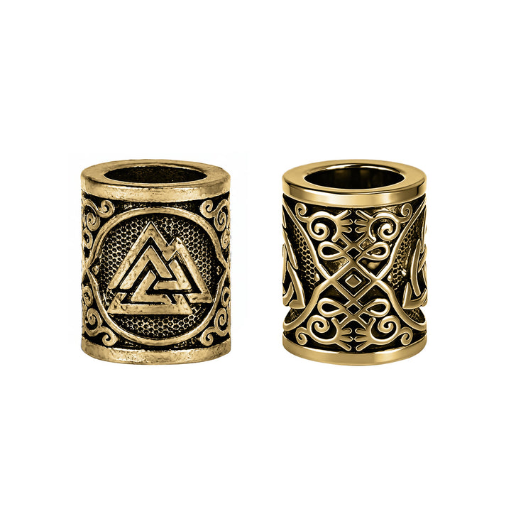 FREE Today: Norse Viking Rune Beads 5 Pcs Hair Beard Pendants Antique Hair Decoration - Valknut - Golden Color - image 5