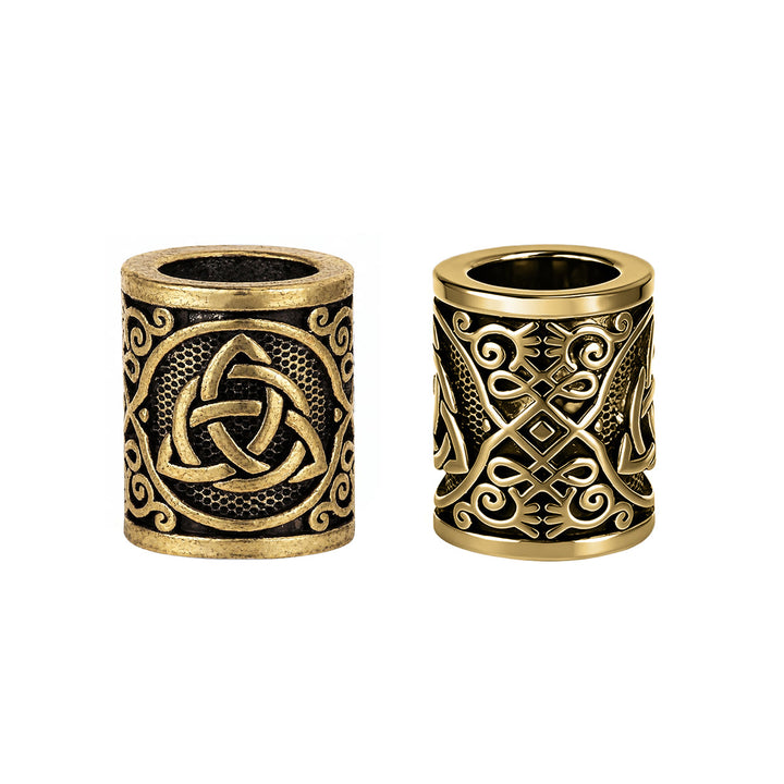 FREE Today: Norse Viking Rune Beads 5 Pcs Hair Beard Pendants Antique Hair Decoration - Triquetra - Golden Color - image 15