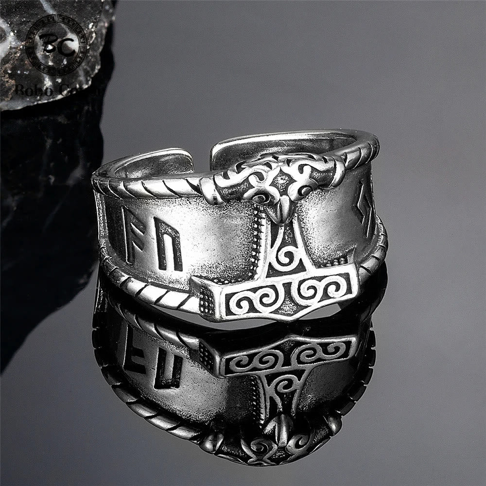 WorldNorse Classic Thor's Hammer Rune Viking Ring