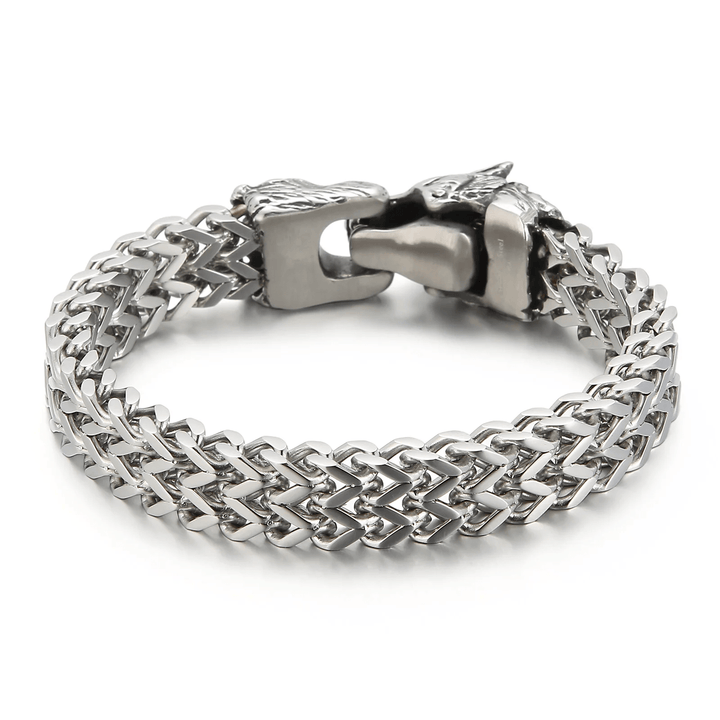 WorldNorse Wolf Head Stainless Steel Bracelet