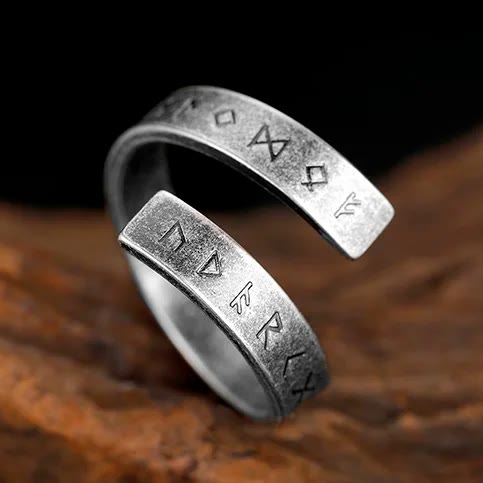 WorldNorse Threaded Runes Stainless Steel Ring
