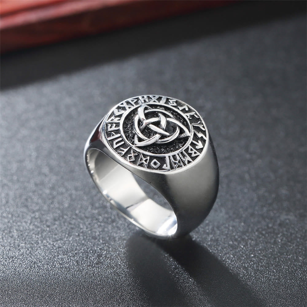 WorldNorse Simple Rune And Celtic Knot Chunky Ring