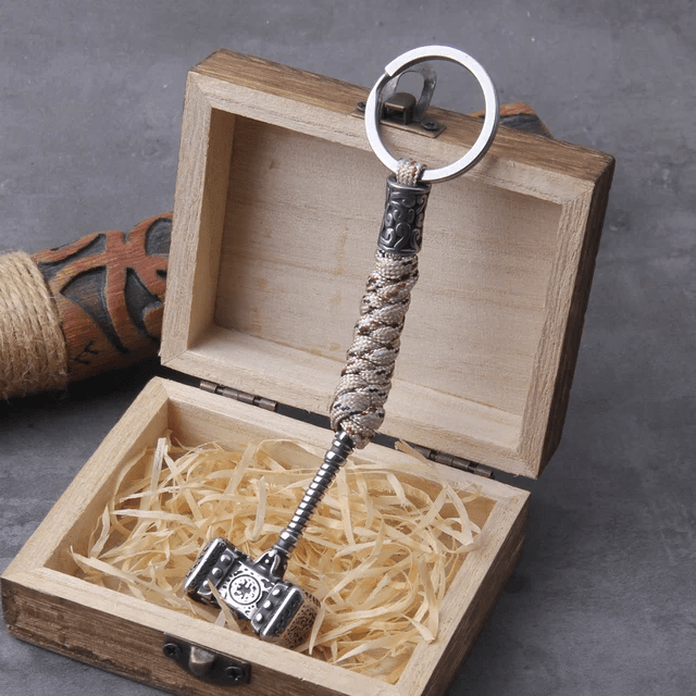 WorldNorse Vikings Thor's Hammer Survival Rope Keychain