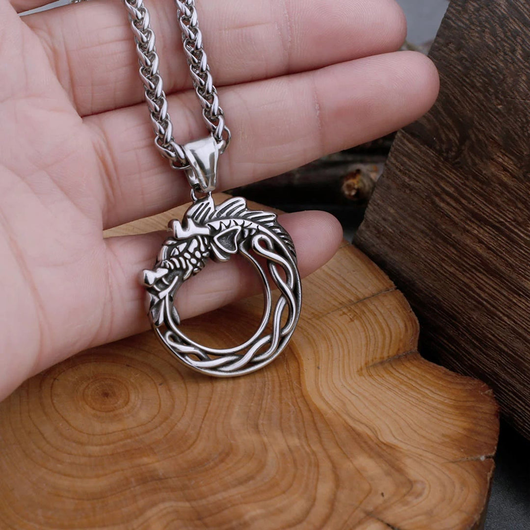 WorldNorse Dragon Pendant Viking Self Devourer Necklace