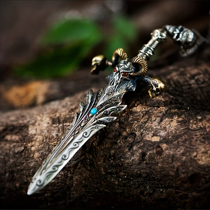 WorldNorse Sheep Skull Sword Necklace