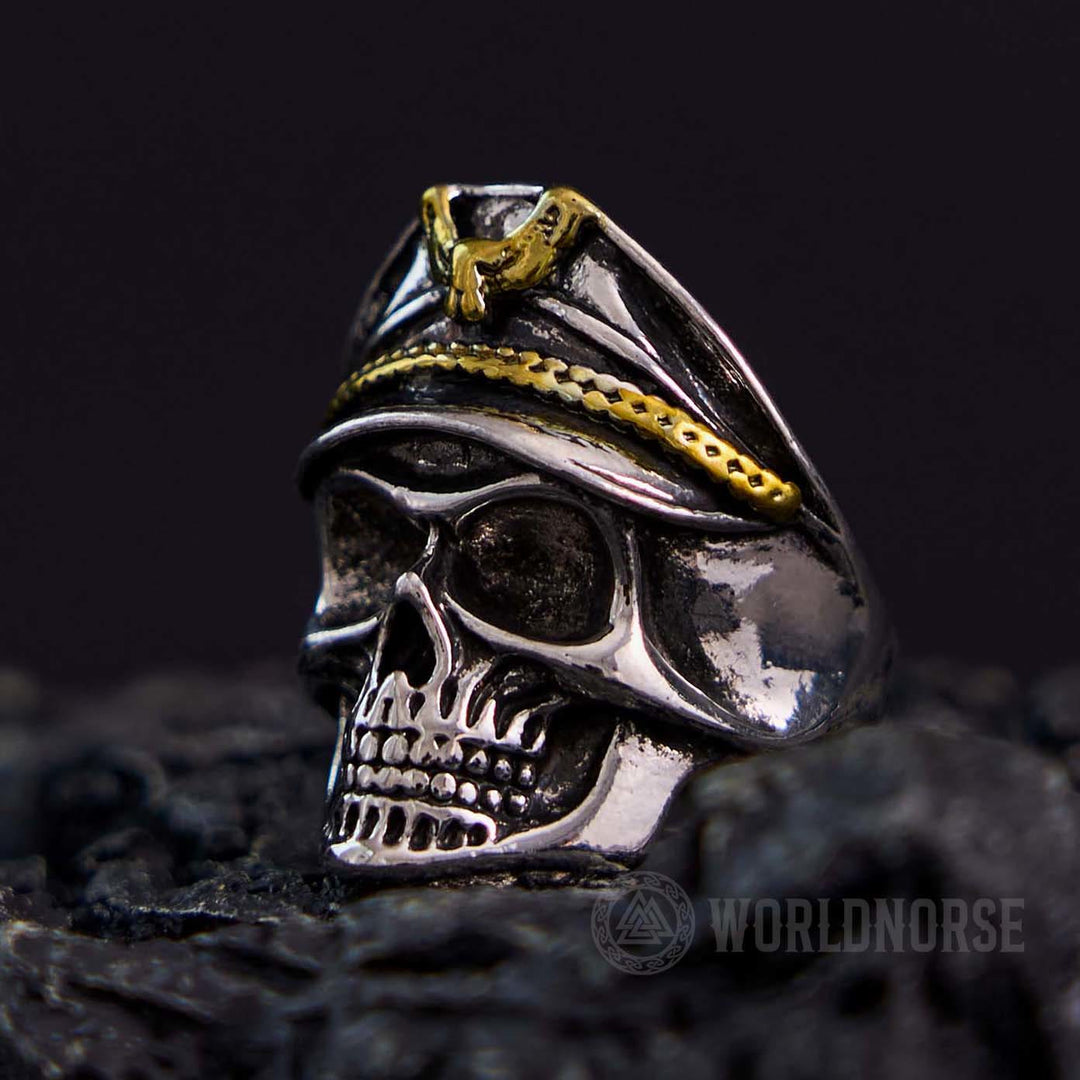 WorldNorse Eagle Cap Punk Skull Ring