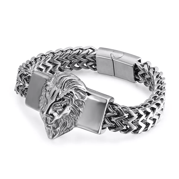 WorldNorse 316L Stainless Steel Lion Head Bracelet