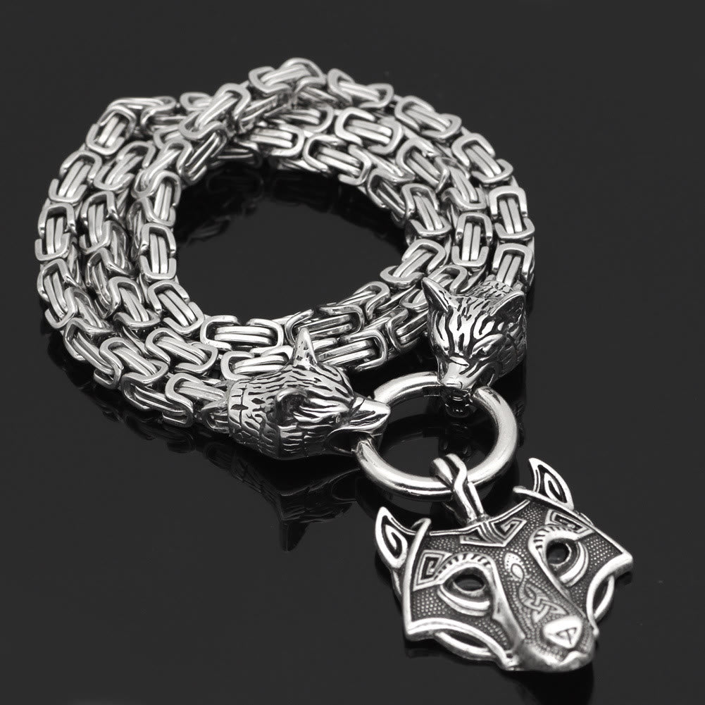 WorldNorse Viking Wolf Head King Necklace