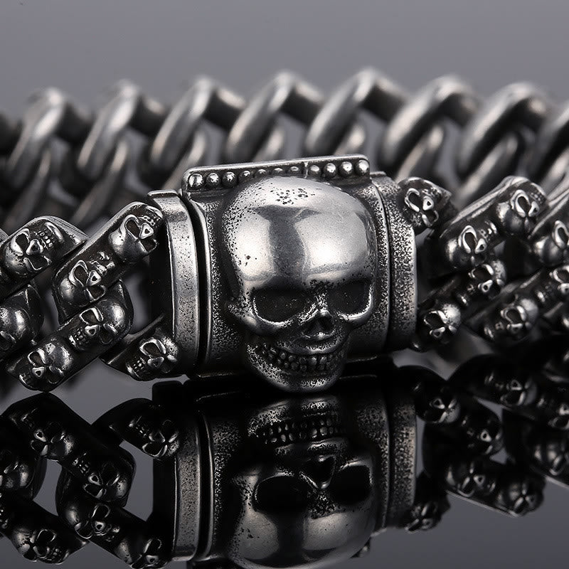 WorldNorse Punk Skeletons Head Bracelet